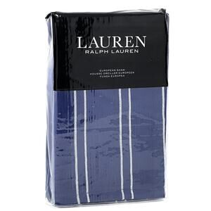 Ralph Lauren Blue Euro Pillow Sham Heath Yarn-Dyed Texture Stripe 26” X 26” (1)